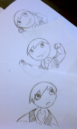 A few sheets of character poses fanned out