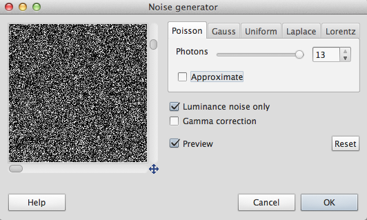 The Noise Generator filter in GIMP