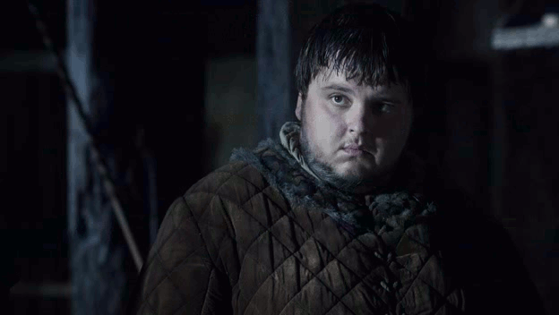 An animated GIF of Samwell Tarly from Game of Thrones blinking created with ffmpeg and GIMP